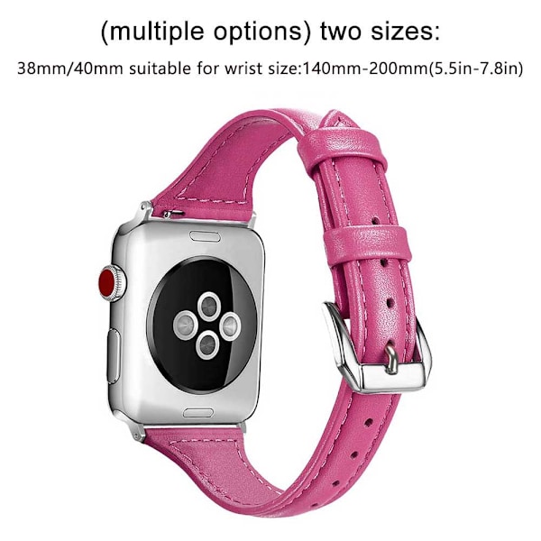 Læderremme Kompatibel med Apple Watch 38mm-40mm /42mm-44mm, Top Grain Læderrem Slank & Tynd Armbånd til iWatch Serie 5/4/3/2/1