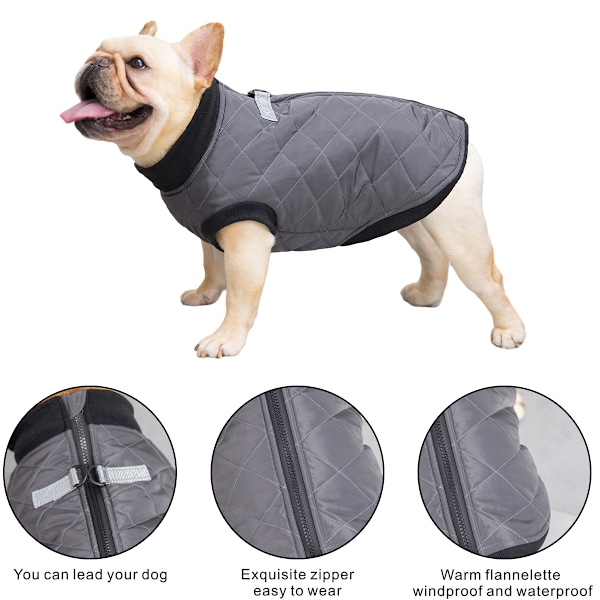 Hundekattekåbe med snoranker Farve Hvalpevestjakke Teddy Chihuahua Kostumer Pug Tøj (Grå)