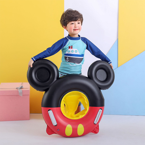 Badring för barn med Mickey Mouse-motiv, uppblåsbar poolring för barn, tjock flytleksak för poolen