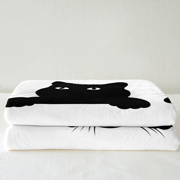 Svart print för barn Flickor Husdjur Katter Mönster flanellfleecefilt Söta katter Djurtema Gosfilt 130x150 cm för bäddsoffa