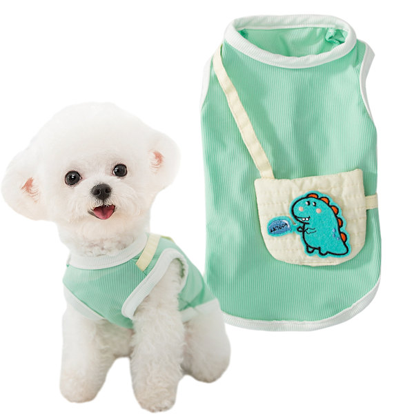 Hundtröjor för små hundar söta dinosaurie valp katt T-shirts lätta mjuka bomull sommar husdjur väst kläder Chihuahua Yorkshire pudel Satchel topp
