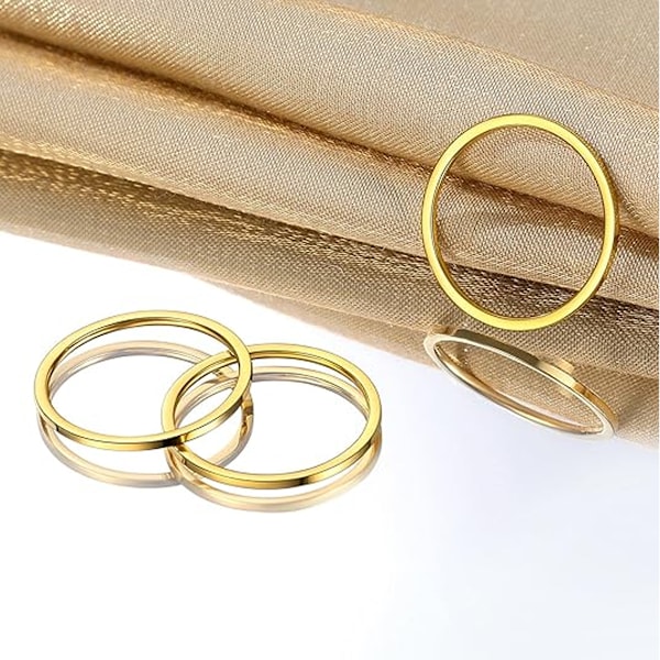 2 mm Titanring i rostfritt stål, smycken i 6 delar, knogringar för kvinnor, staplingsringar i storlek 4-9, titan i rostfritt stål i guld/roséguld