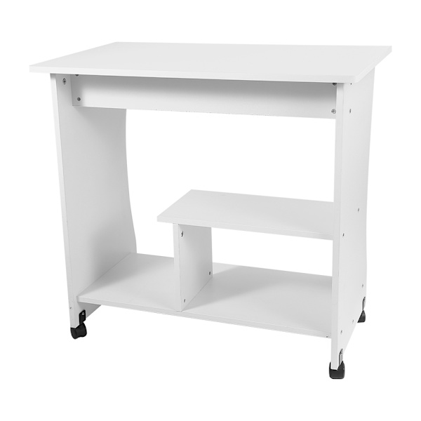Træ Computerbord Studie Arbejdsstation Laptop Bord Opbevaring med Tastaturhylde Hvid