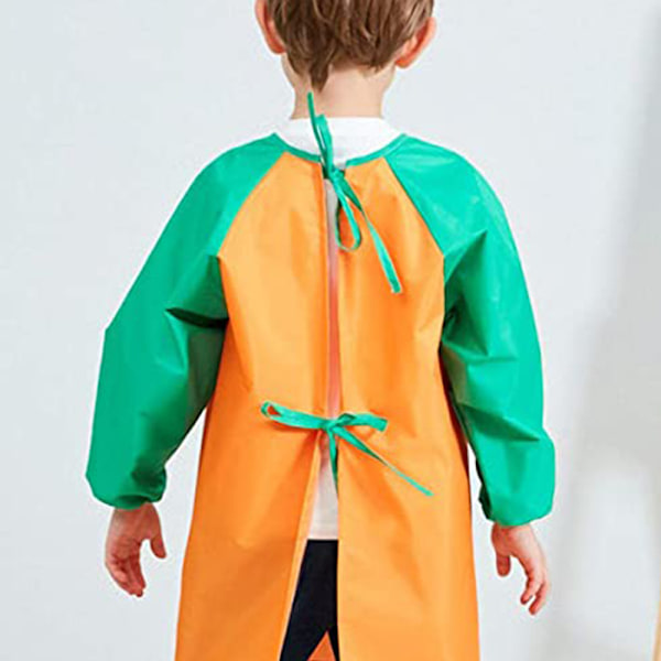 Unisex Barn Flickor Vattentät Konst Smock Barnmålning Förkläden med Fickor Långärmad & Ärmlös Ålder 6-9 År