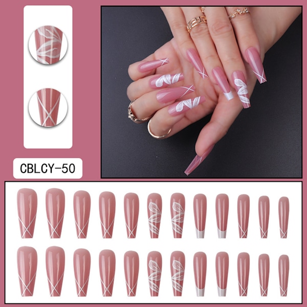 Aftagelige falske negleplader i model, lange negle, Ballet Nail tip, Negleplader (24 stk)