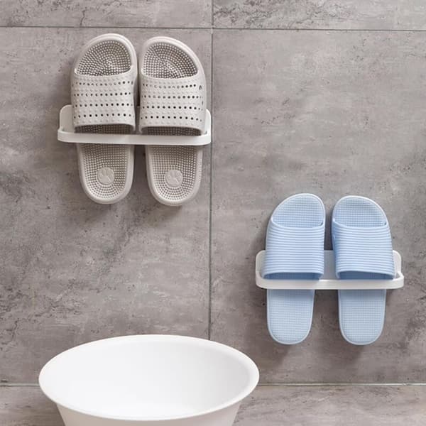 Wall Mounted Shoe Rack, Plastic Shoe Storage Rack, No Drilling Required, Space Saving Shoe Holder, Easy Hanging Shelf for Bathroom,..