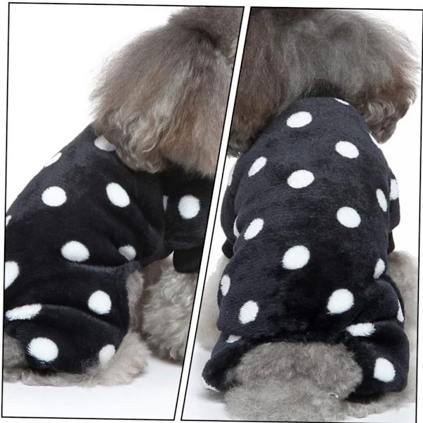 Prik Sweatre til Små Hunde, Fleece Hvalpe Pjs Jammies, 4 Ben Hundetøj, Vintervarme Onesies Jumpsuit Tøj til Kæledyr (Sort)