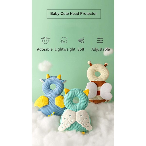 Baby Hovedbeskyttelsespuder til småbørn, Justerbar Mesh Hovedpude
