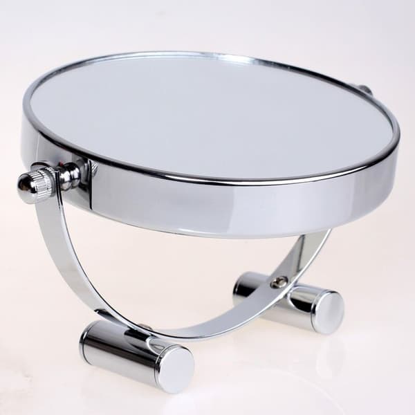 Makeup/Cosmetic Mirror, 360° Rotatable - Double-Sided: Normal and 10x Magnification. Freestanding Mirror, Shaving Mirror, Bathroom Mirror, Chrome