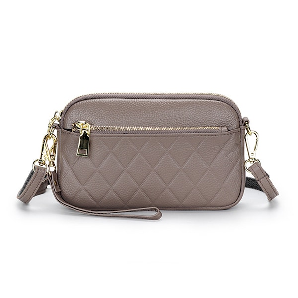 Lättvikts Crossbody-väska för kvinnor med tre blixtlås, quiltad axelväska och handväska