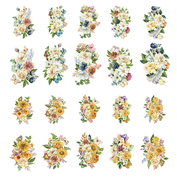 40 st blommig guldfolie holografisk klistermärkesset transparent vattentät klistermärke, retro daglig planeringsklistermärke scrapbook dagbok