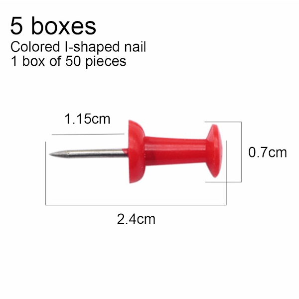 250 stk. Push Pins til Korktavle, Farverige Tommelfinger-Knapper til Væghængning, Push Pins til Kontor, Skole & Personlig Brug, Standard Størrelse Push Pin Knapper