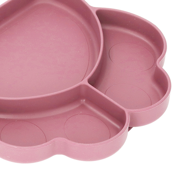 Baby Tallrik Halksäker Diskmaskin & Mikrovågsugnssäker Delad Bärbar Silikon Tallrik för Småbarn 6-24 Månader Rosa
