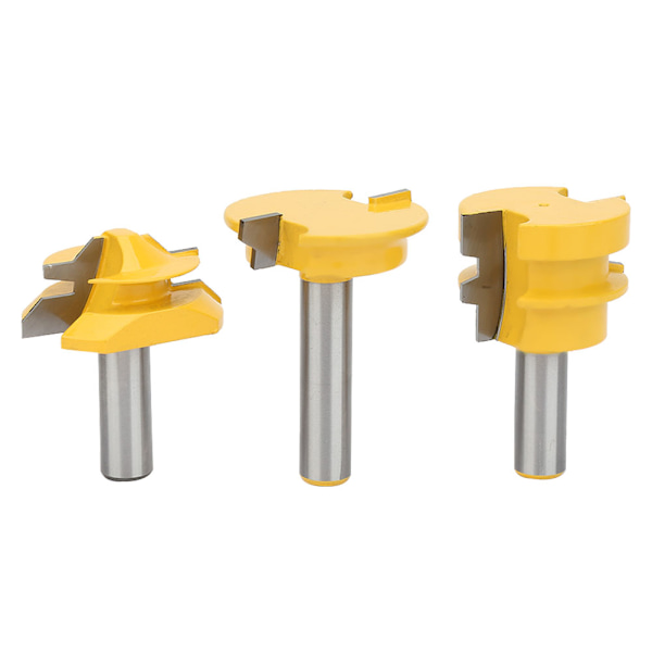 3-pack 1/2\" Skaft 45° Låsmiter, Vändbar Limfog & Lådfog Fräsfrässet