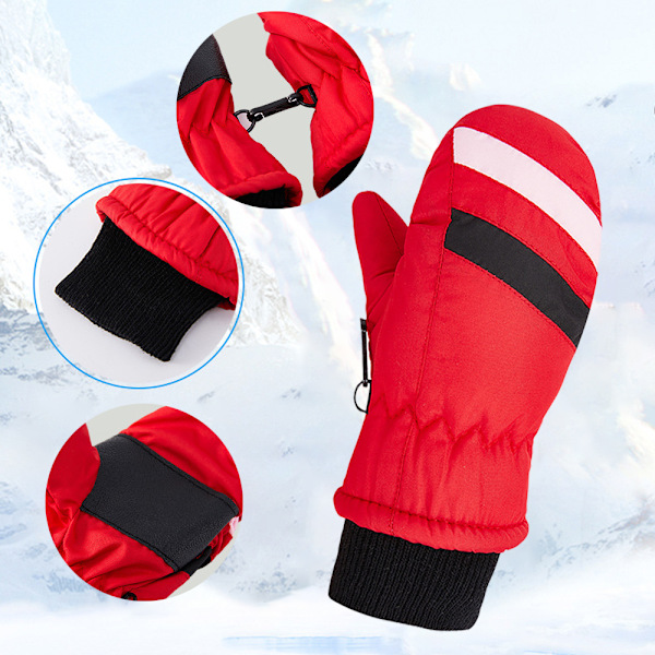 Vinterbarnens Snövant Unisex Vattentäta Skidvantar Varma Vinterhandskar