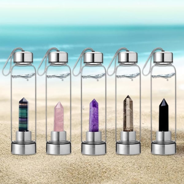 Naturlig Kristallstenspets Healing Obelisk Wand Elixir Kvarts Kristall Vattenflaska Kristallstenspets Healing Kristallsten