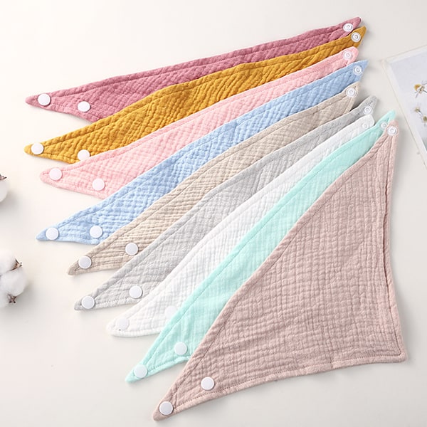 Babyhaklappar 10-pack, Bandana-stil, Bomullsmaterial, Unisex för Pojkar och Flickor, 10 Unika Färger för Tandspottning och Drool