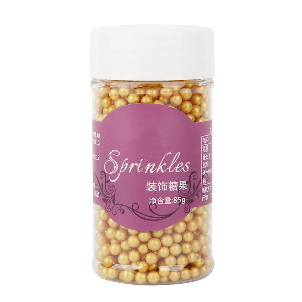 4mm Små Gullperler Perle Spiselig Perlesukkerkule Fondant DIY Kakebaking 85g
