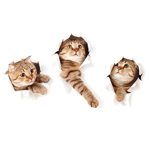 3D Cute Cat Kitten avtagbar väggdekal för sovrum