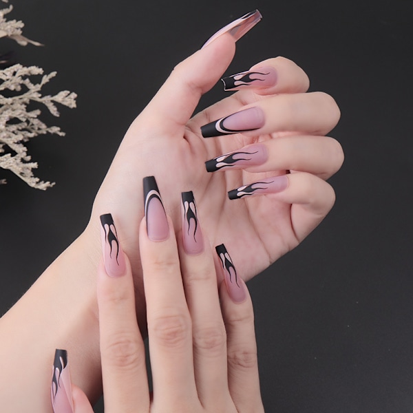Avtagbare falske neglplaster, lange negler, ballettnegler, negltips, neglplaster (24 stk)