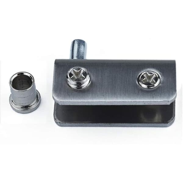 Sæt med 4 glasdørhængsler, 90° svinghængsel, ikke-borebart glas, rustfrit stål, egnet til 5-8 mm glas (sølv)