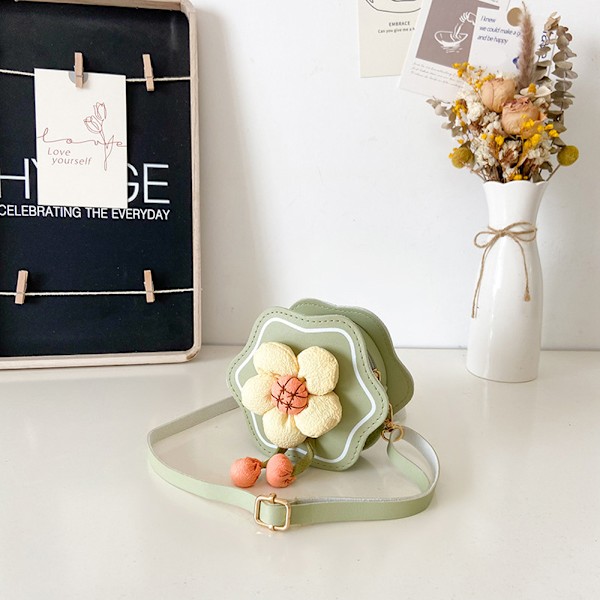 Liten blommig mini-väska för barntillbehör, PU-axelväska