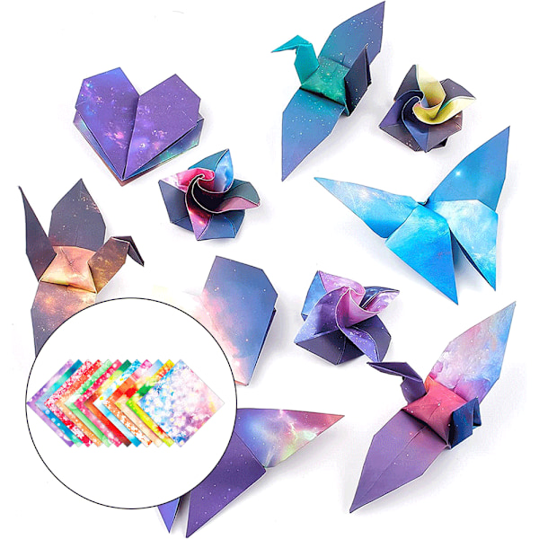 Origamipapper 100 ark 6 tum fyrkantiga olika färger på båda sidor handgjorda origamipapper konst kreativitet