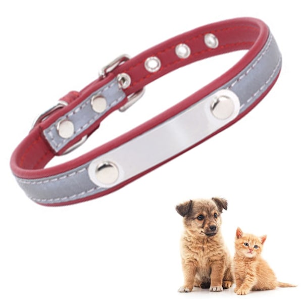 Halsband för hund med graverad namnbricka, anpassningsbart, mjukt läder, hundhalsband med individuell identifieringsbricka, för små, medelstora och stora hundar