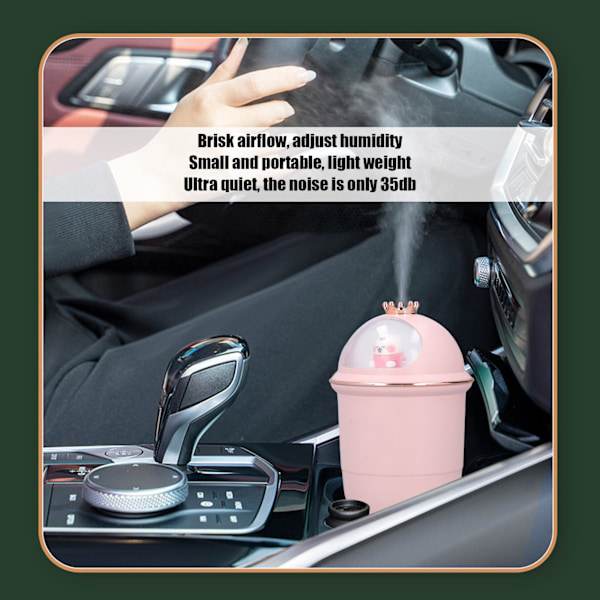 Liten Luftfukter Ultra Stille 35db Søt Mini Nattelys Farget USB Luftfukter for Kontorer Biler Soverom Hoteller Skrivebord Rosa