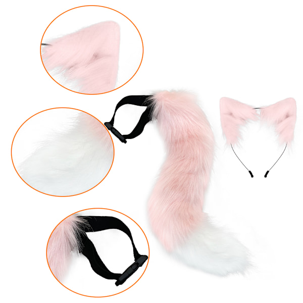 Plush-häntä ja -korvat, keinotekoinen turkis eläinpukusetti unisex lapsille ja aikuisille, juhliin, Halloweeniin ja naamiaisiin