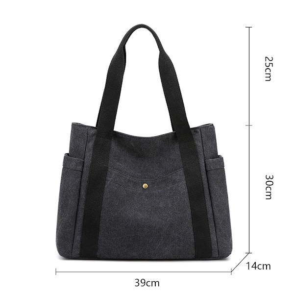 Dametasker i Canvas med Flere Lommer - Retro Casual Skuldertaske med Tophåndtag - Satchel Tote Pung