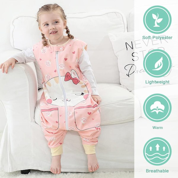 Rosa Kitty Baby Höst/Vinter Toddler Ärmlös Footsäck