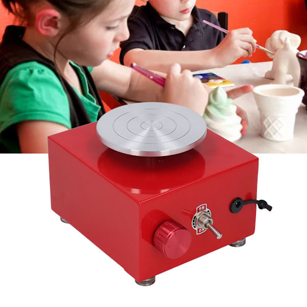 Mini Keramikhjul för Barn med Avtagbar Vattenbehållare Hex Nyckel 2000RPM Justerbar Hastighet Keramikhjul Elektrisk 100‑240V Röd AU-kontakt