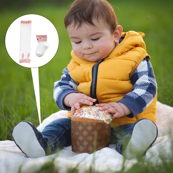 3 par babyknäskydd i storlek S, halkfria strumpor för krypande, babytecknade knä- och armbågsskydd i bomull