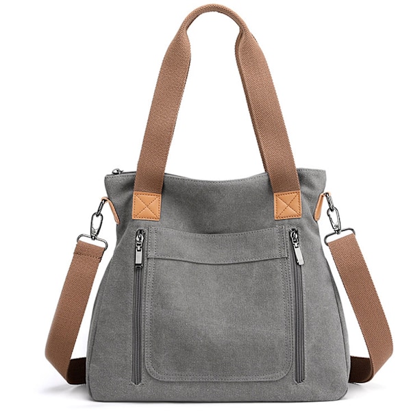 Canvas Handväska för Kvinnor Tyg Tote Axelväska Casual Crossbody Väska Stor Övre Handtag Shopper Väska