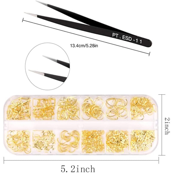 3D Nails Art Metall Berlocker Dubbar Juveler Dekaler Dekorationer Tillbehör 800+ bitar Guldnagel Mikrokaviarpärlor Star Moon Nit Design Tillbehör med