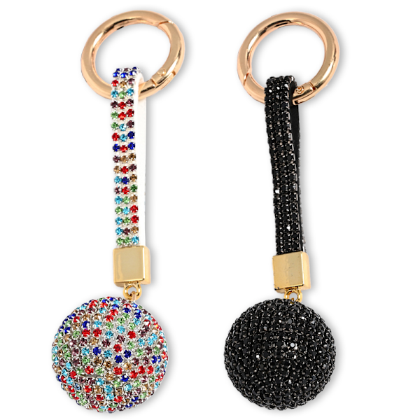 2 stk. Mode Shiny Rhinestone Krystal Kugle Nøglering Bil Taske Pung Charm Vedhæng Nøglering til Kvinder Piger Gave