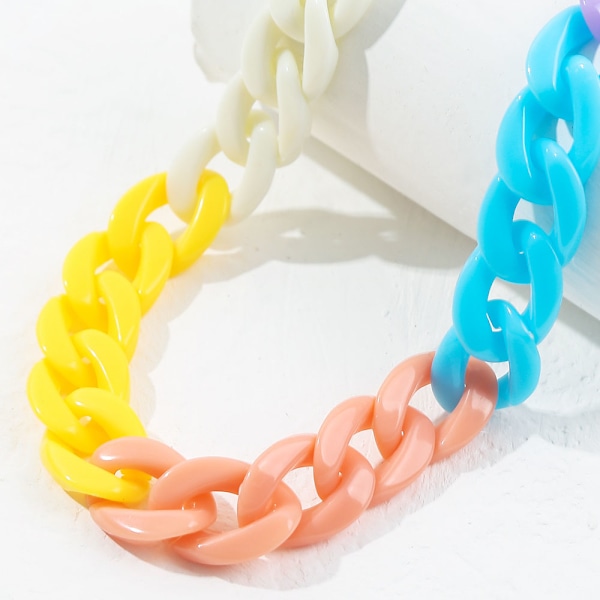 2 st färgglada hartslänkkjedjor Halsband Godisfärg Akryl Punk Krage för kvinnor Flickor Smycken
