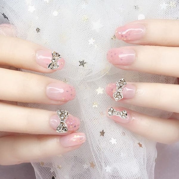 40 st Bowknot Nail Alloy Rhinestones för naglar Slips Nagelkristaller Naglar Juveler Rhinestones Nagelkonst Stenar Set