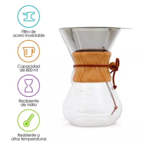 800 ml häll över kaffebryggare med högt borosilikatglas
