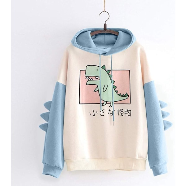 Dame Dinosaur Sweatshirt Langærmet Splice Tops Tegneserie Sød Hættetrøjer Teen Piger Casual Trøje