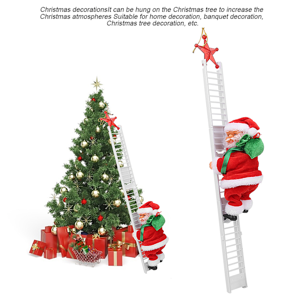 Julemandens Elektriske Klatreladder Hjemmedekoration Juletræspynt Gave (Hvid Enkelt Ladder (Femtakset Stjerne))