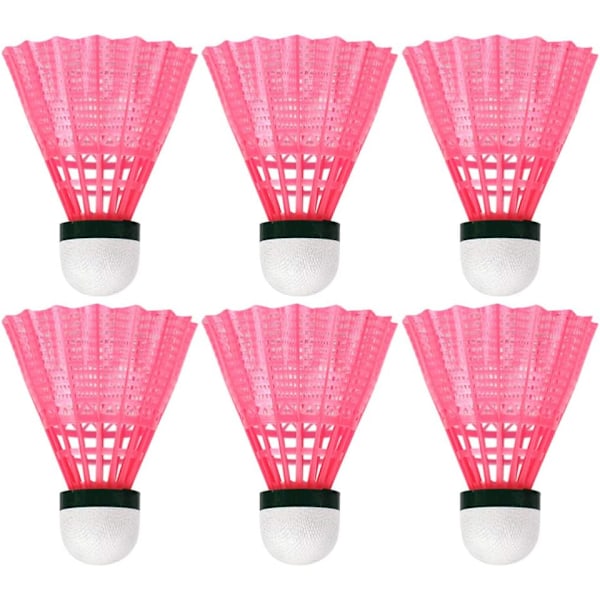 6 stk. Nylon Badmintonfjerbolde Badminton Birdies Bolde til Børn Voksne Indendørs Udendørs Sportsaktiviteter Hvid Pink Gul