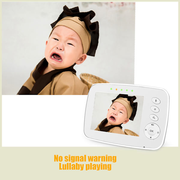 3,2 tommer Digital Trådløs Babyalarm med Musikfunktion Temperaturmonitor Videobabyalarm 100‑240VAU Stik