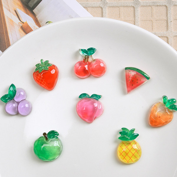 100 st Frukt Resin Tillbehör för DIY Scrapbooking Dekoration Telefonfodral Hårclips Smycken Hantverk Tillbehör