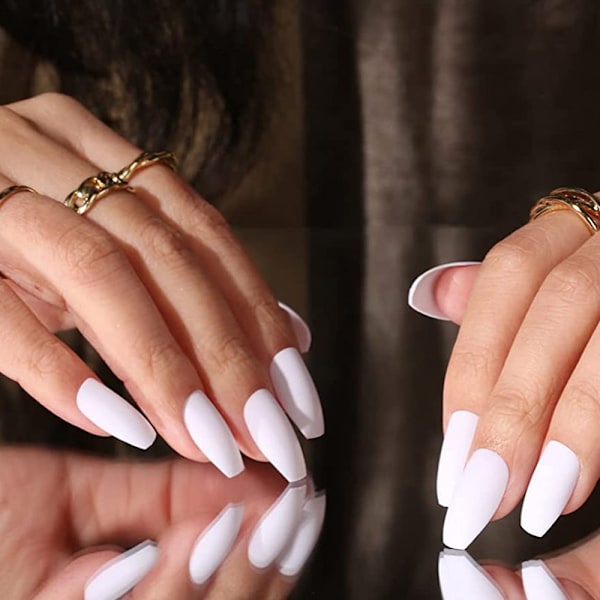 12 set Falska Naglar Medium Almond, Matt Medium Almond Falska Naglar Full Cover för Nagelkonst DIY