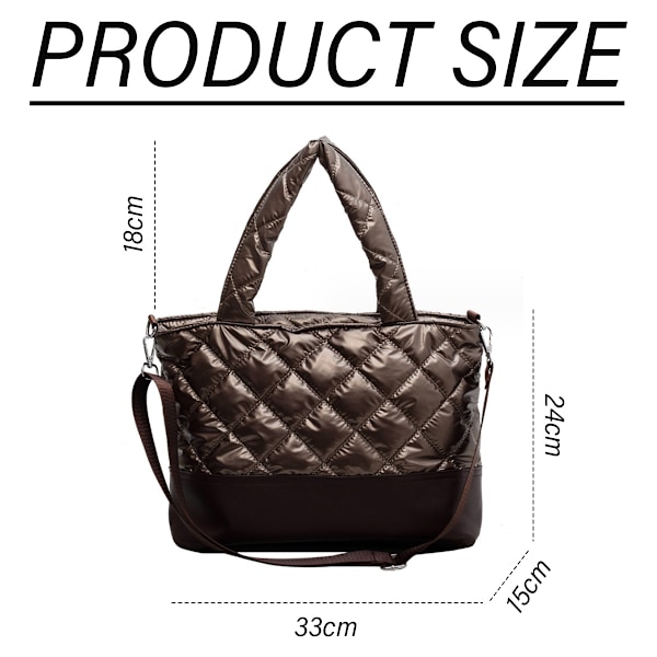 Stor quiltad puffer-totebag för kvinnor, mjuk vadderad vinterhandväska, rymlig puffer-axelväska, kudde-shoppingväska