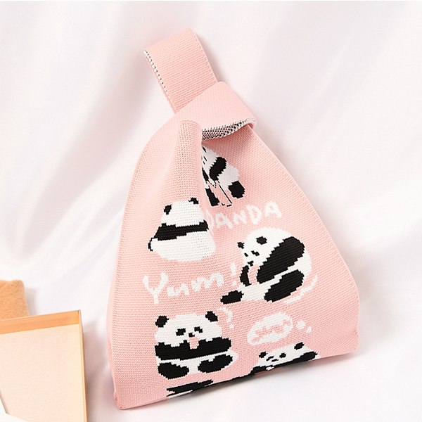 Damväska Retro Söt Liten Stickad Väst Väska Bärbar Bento Väska Casual Shopping Utomhus Handväska