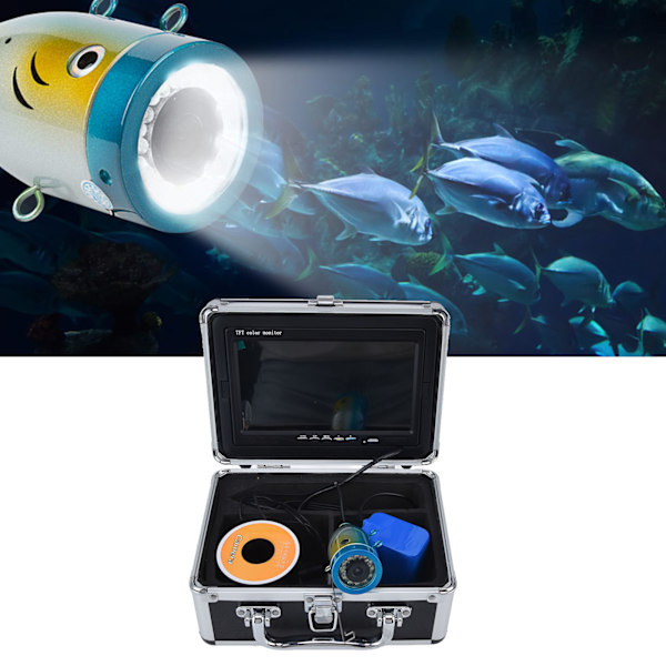 7 Tommer LCD Undervandsfiskeri Kamera 1200TVL Høj Definition Fiskesøger Detektor IP68 Vandtæt 100‑240VUS Stik 30m / 98,4ft