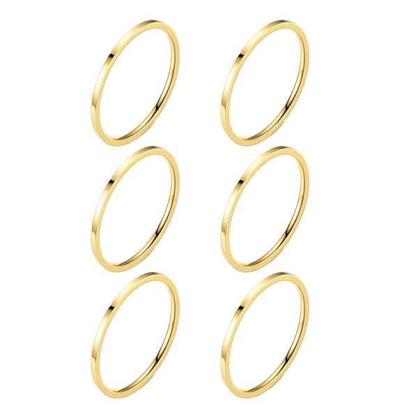 2 mm Titanring i rostfritt stål, smycken i 6 delar, knogringar för kvinnor, staplingsringar i storlek 4-9, titan i rostfritt stål i guld/roséguld